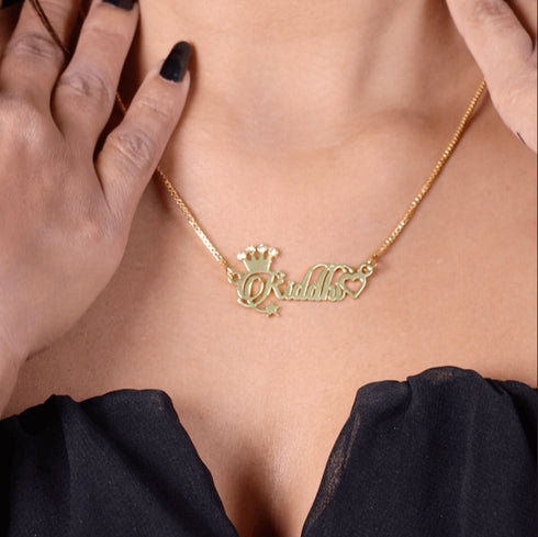 Diamond Single Name Necklace