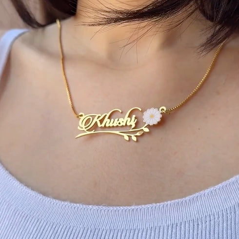 White Flower Name Necklace