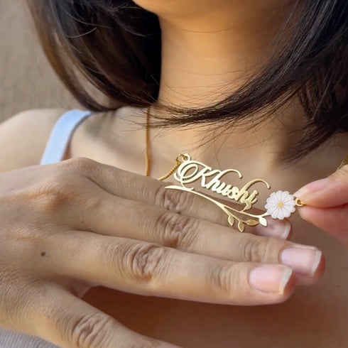 White Flower Name Necklace
