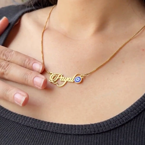 Evil Eye Single Name Necklace
