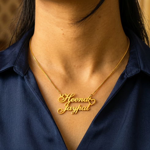 Single Heart Couple Name Necklace
