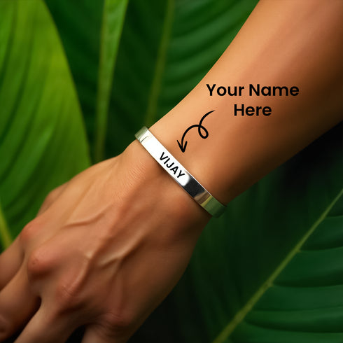 Silver Name Kada Bracelet