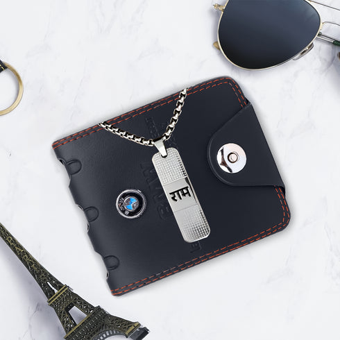 Wallet and Shree Ram Pendant with Chain Combo