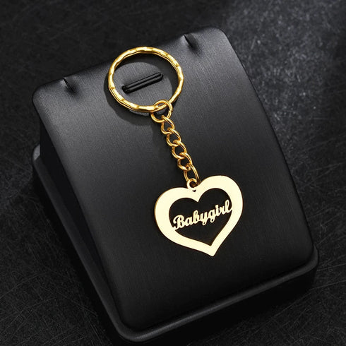Large Heart Name Keychain