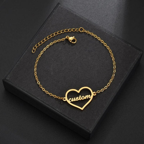 Big Heart Single Name Bracelet